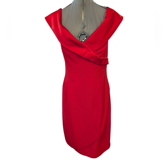 Alex Evenings vintage women's red Off-Shoulder Embelished Cocktail Dress Size 12 - Picture 5 of 10